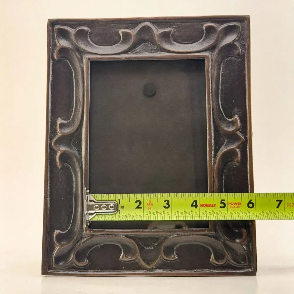 Vintage Embossed Metal Picture Frame – Art Nouveau / Mission Style Decor 5 x 7